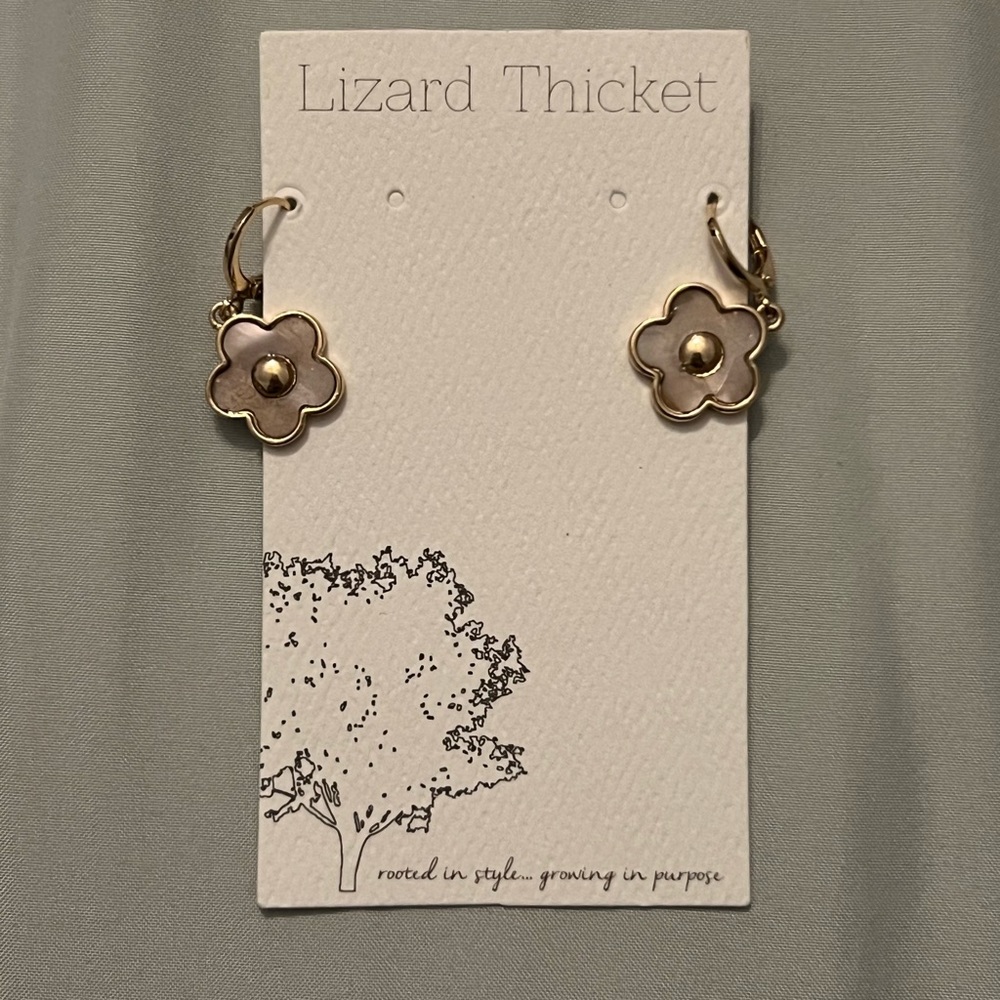 Lizard Thicket Flower Huggie Hoops Earrings